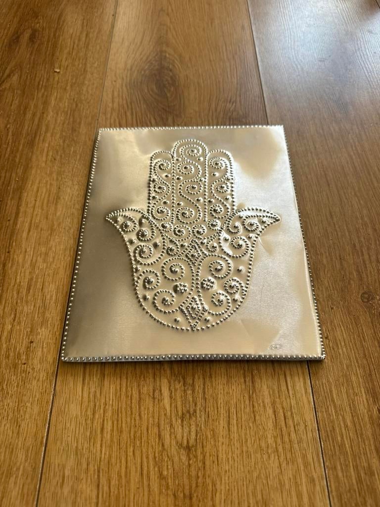 Metalen wandpaneel Hand van Fatima.. Hamsa, Ophalen of Verzenden, Zo goed als nieuw, Beeld(je)