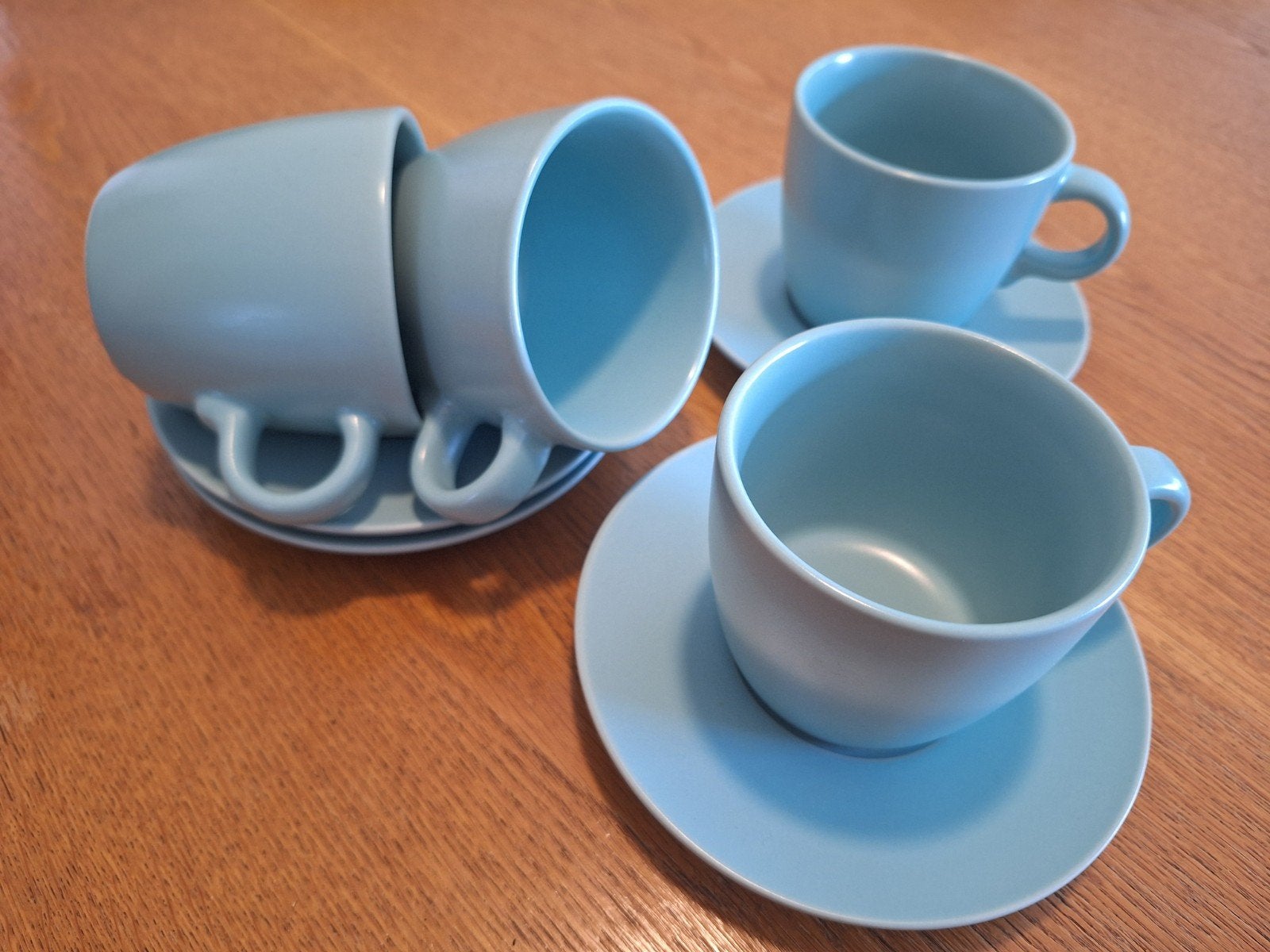 IKEA FÄRGRIK Kop en schotel - groenblauw - 3 sets, Huis en Inrichting, Ophalen, IKEA, Zo goed als nieuw, Overige stijlen