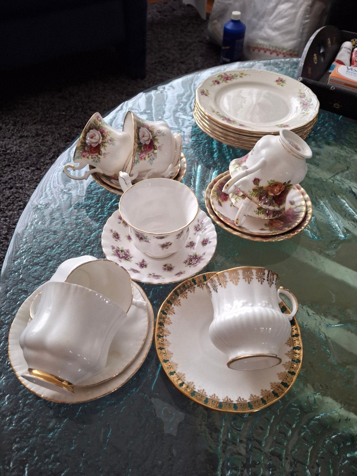Vintage theekopjes en schotels - diverse sets, Antiek en Kunst, Antiek | Servies los, Ophalen