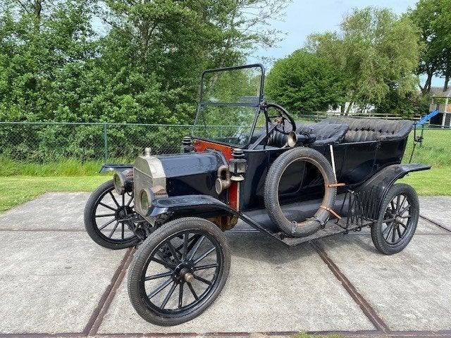 ford model T Touring roadster uit 1914.oldtimer, Auto's, Achterwielaandrijving, Zwart, Overige carrosserieën, Leder en Stof