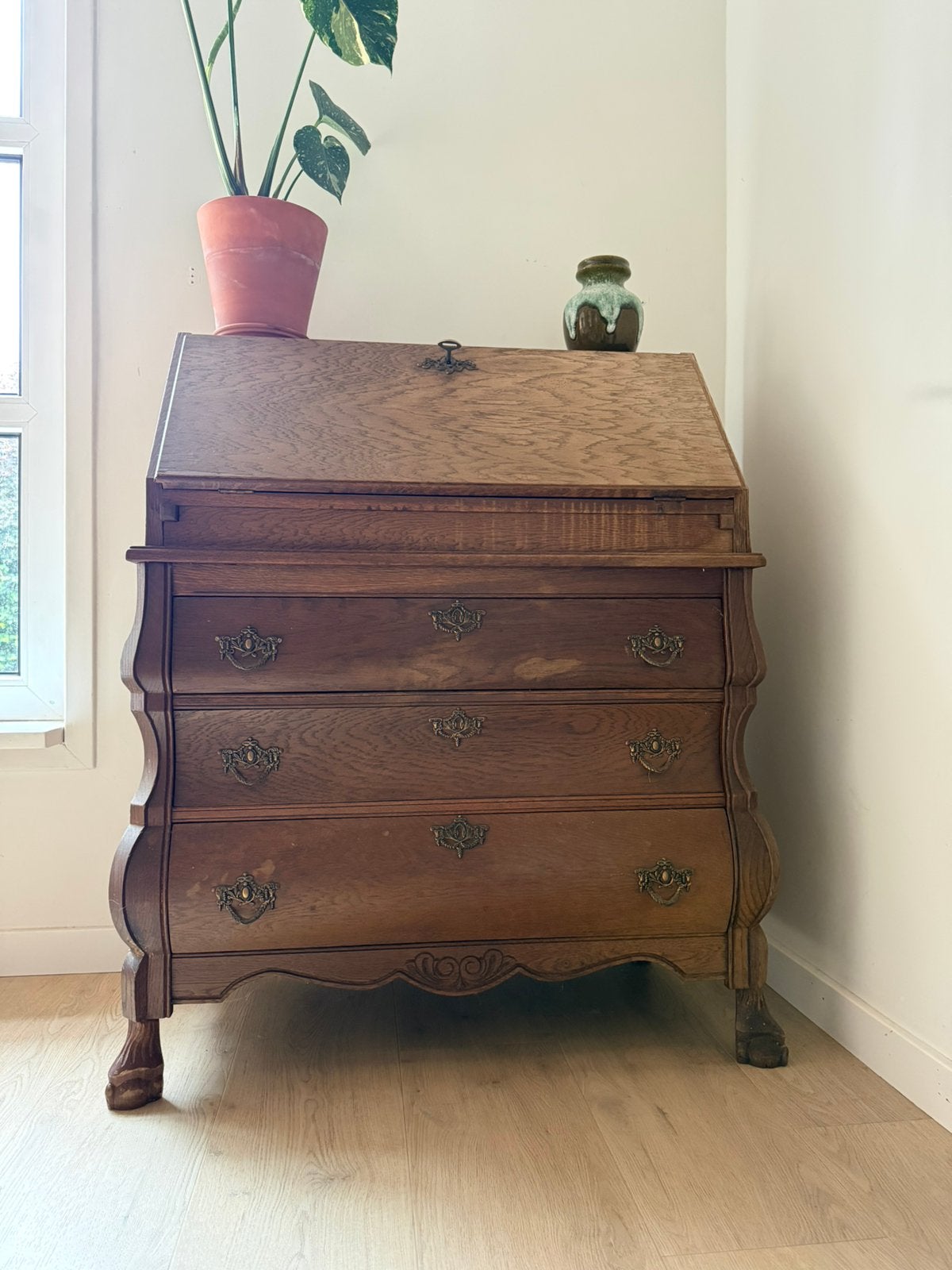 Koopje! Vintage secretaire buikkast bureau, Ophalen, Gebruikt