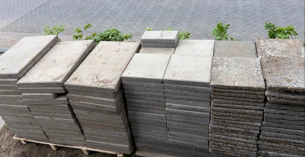 Terrastegels 30x30 grind (rechts), Tuin en Terras, Ophalen, Gebruikt, 10 m² of meer, Beton