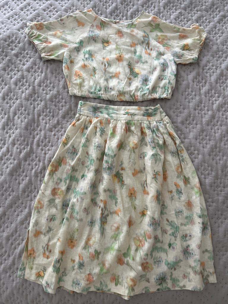 Zara Rok met top, bloemenprint, Maat 38/40 (M), Overige kleuren, Ophalen of Verzenden, Knielengte