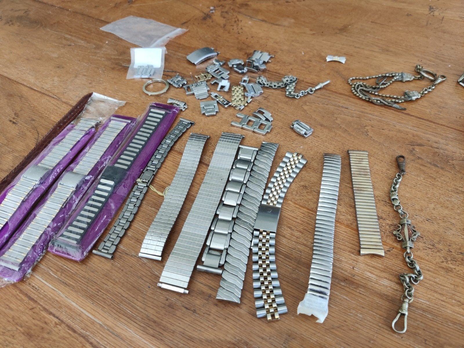 Vintage horloge banden schakels etc flex banden, Ophalen of Verzenden, Zo goed als nieuw, Zilver, Staal