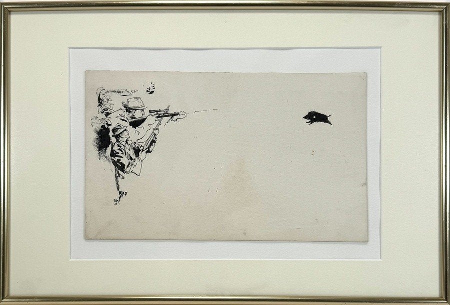 1120. Inkttekening, Rien Poortvliet – jachttafereel, ca.1970, Ophalen of Verzenden, Tekening, Overige technieken, Gesigneerd
