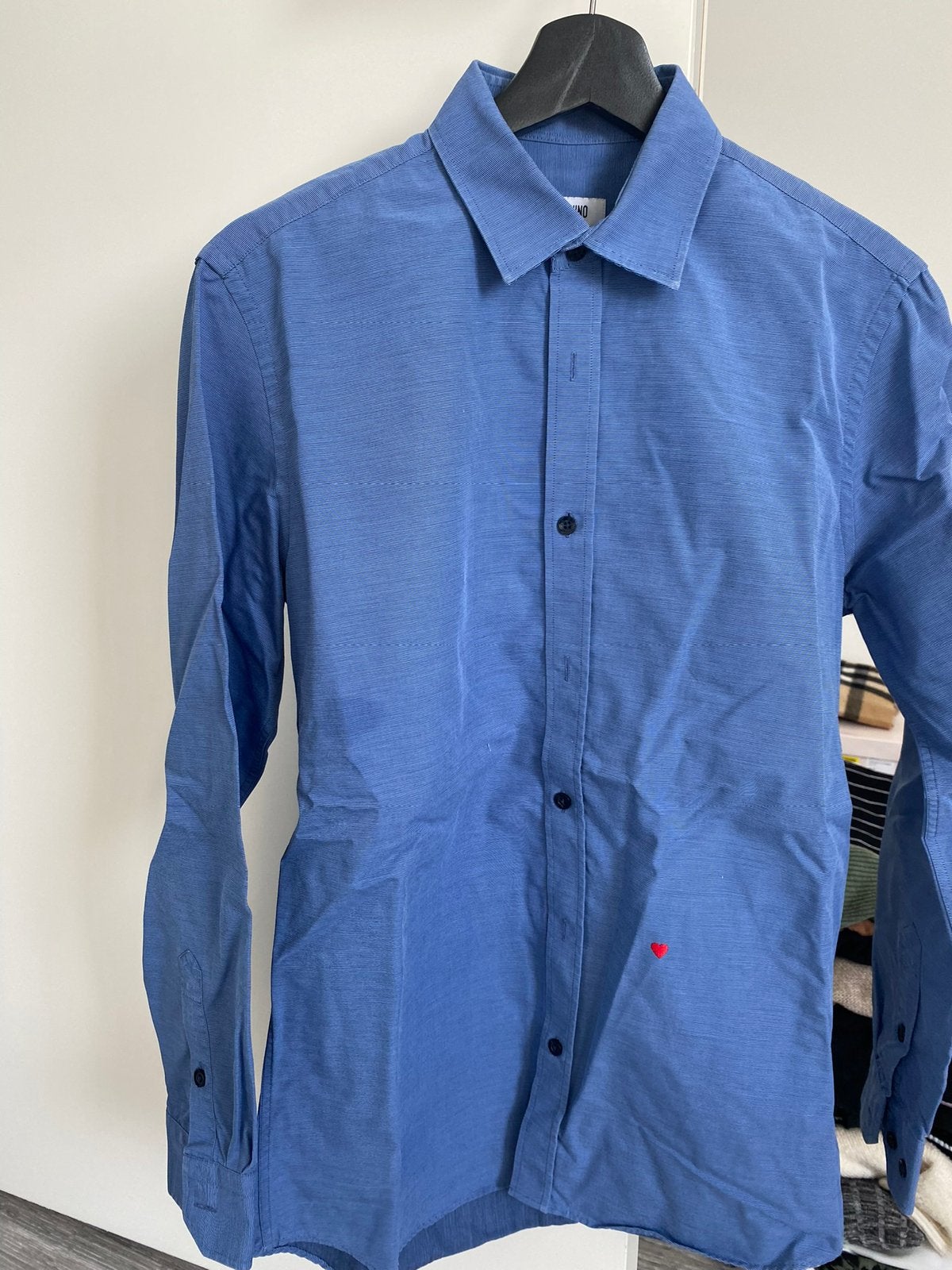 Moschino Overhemd (maat 38), Ophalen of Verzenden, Zo goed als nieuw, Blauw, Halswijdte 38 (S) of kleiner