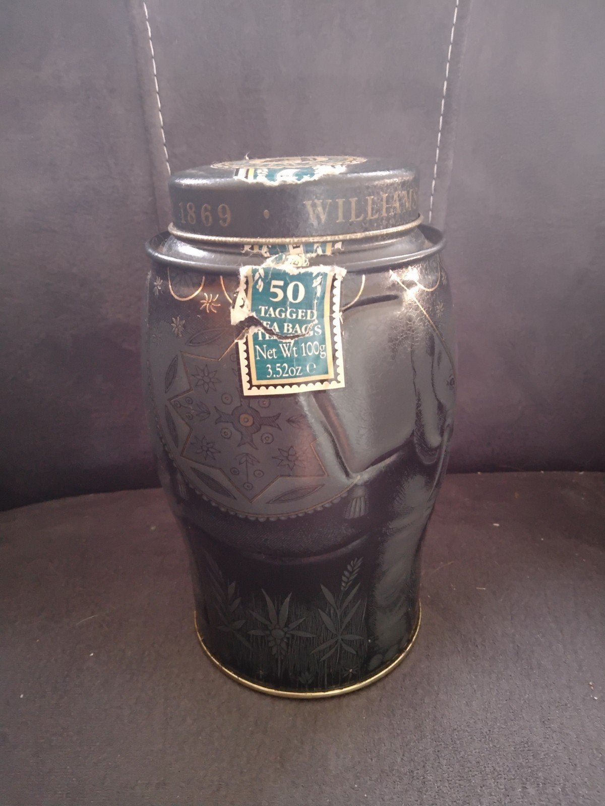 Vintage Williamson & Magor Earl Grey theeblik, Ophalen of Verzenden, Gebruikt, Thee, Overige merken