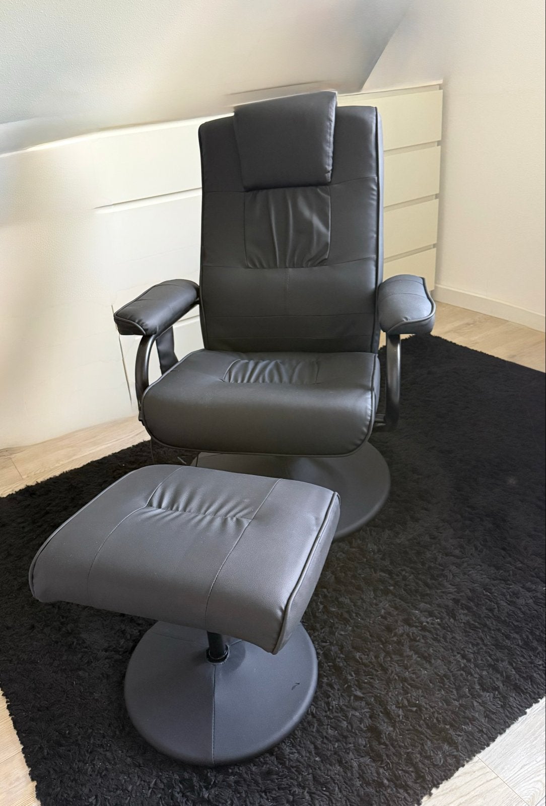 HOMCOM Massagestoel met Voetenbank - Donkergrijs Kunstleer, Zwart, Nieuw, Leer, Ophalen of Verzenden