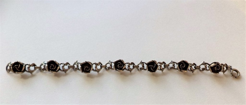 Prachtige zilveren armband met 7 verfijnde rozen - Teka, Sieraden, Tassen en Uiterlijk, Ophalen of Verzenden, Zo goed als nieuw