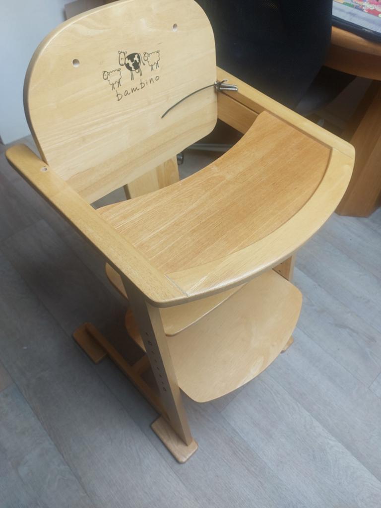 Houten meegroeistoel Bambino met eetblad, Kinderen en Baby's, Ophalen of Verzenden, Gebruikt, Meegroeistoel, Afneembaar eetblad