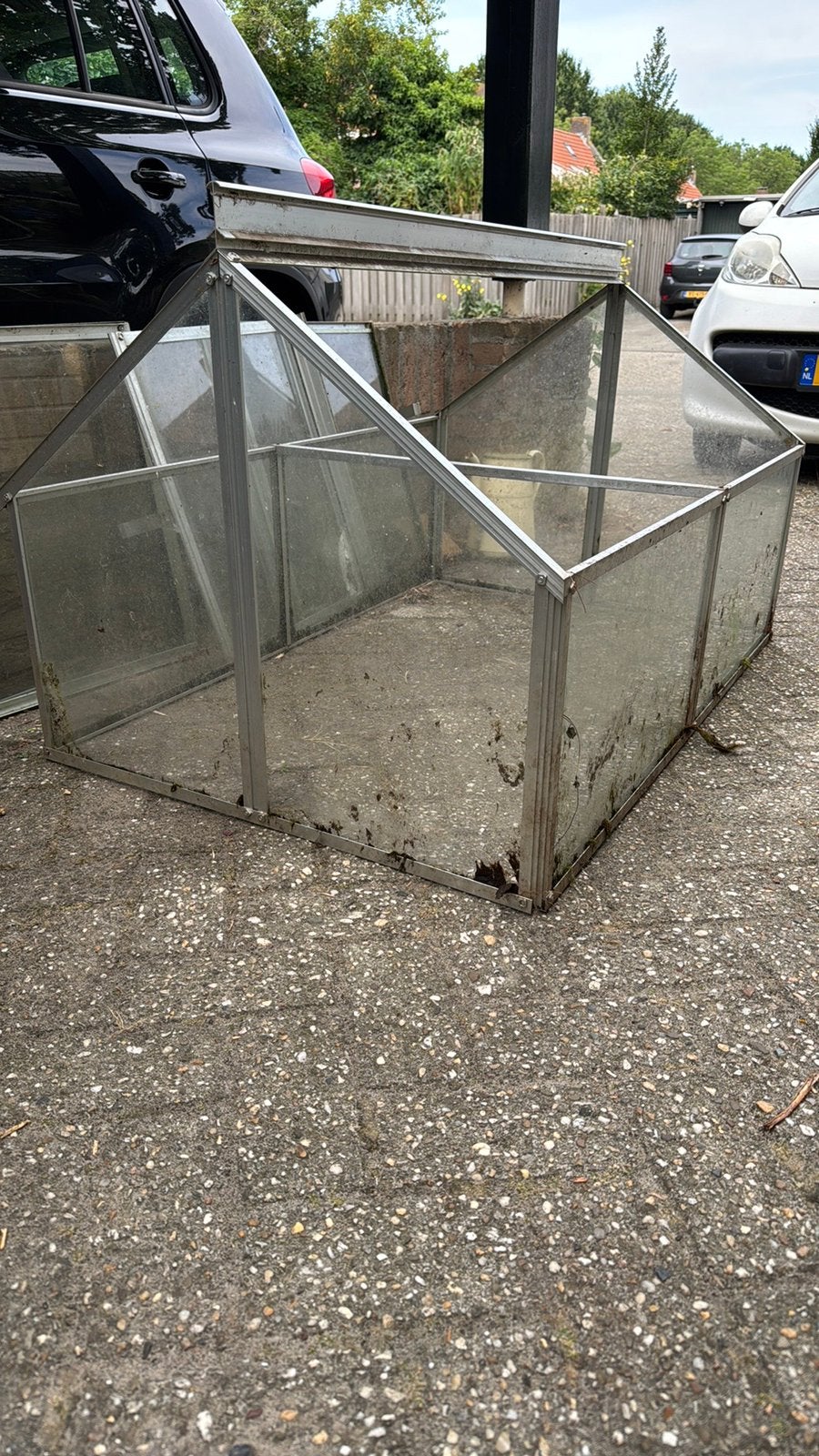 Alu kas met glas, Tuin en Terras, Ophalen, Glas, Zo goed als nieuw, Aluminium