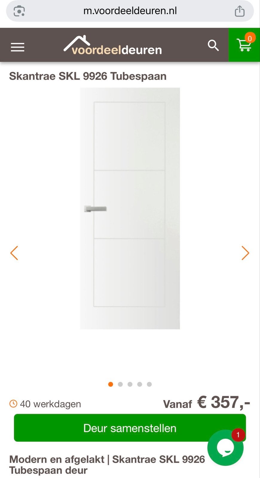 Nieuwe Skantrae SKL9926 binnendeur, 83x231,5, rechts, Ophalen, 80 tot 100 cm, 215 cm of meer, Binnendeur