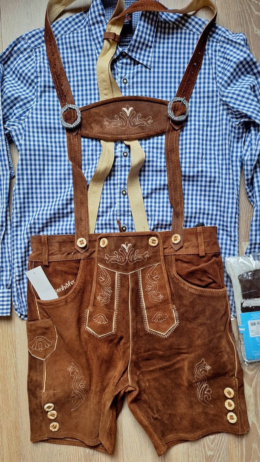 lederhose 52 overhemd oktoberfeest kousen Tiroler, Maat 52/54 (L), Steigenhöfer, Ophalen of Verzenden, Overige thema's