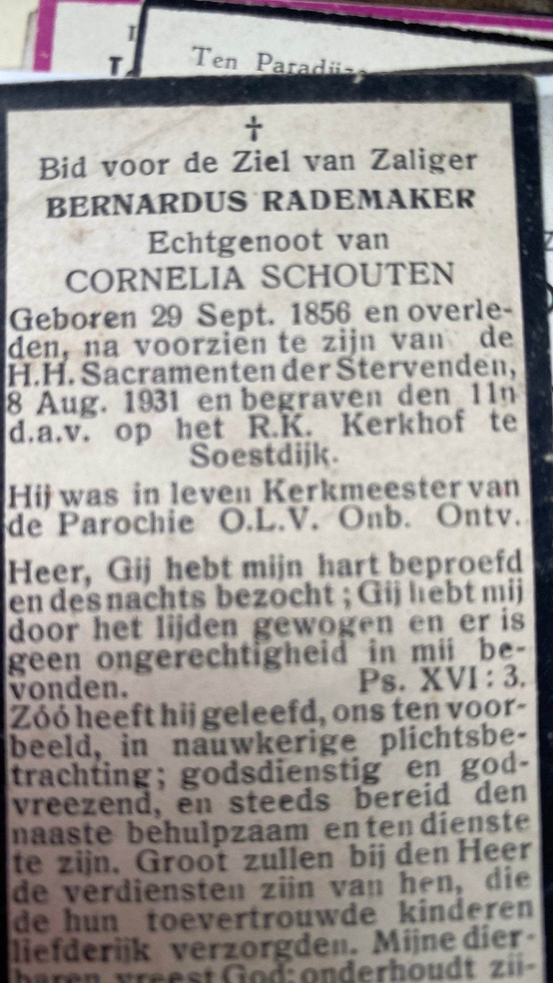 B Rademaker x Schouten 1856 1931 Soestdijk, Ophalen of Verzenden