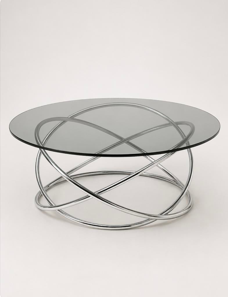 Vintage jaren ‘70 koffietafel – space age – perfecte staat, Ophalen, Rond, 50 tot 100 cm, Zo goed als nieuw