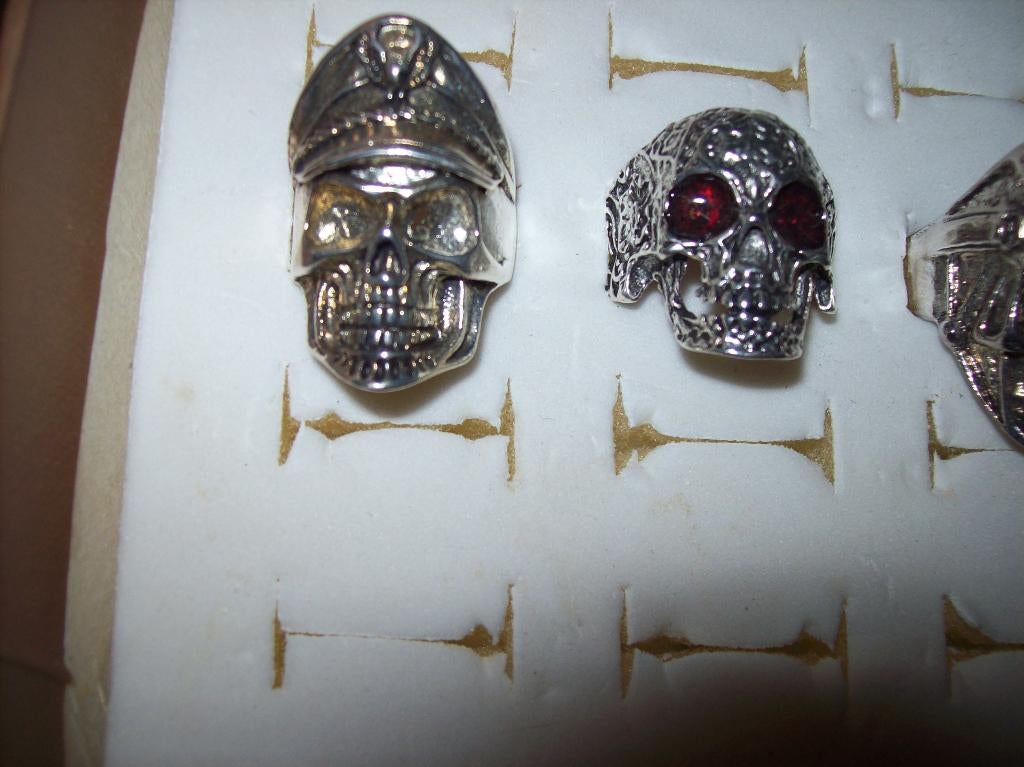 Ringen Zilvertinten Metaal Robuuste Skull modellen verstelb, 20 of groter, Heer, Nieuw, Zilver