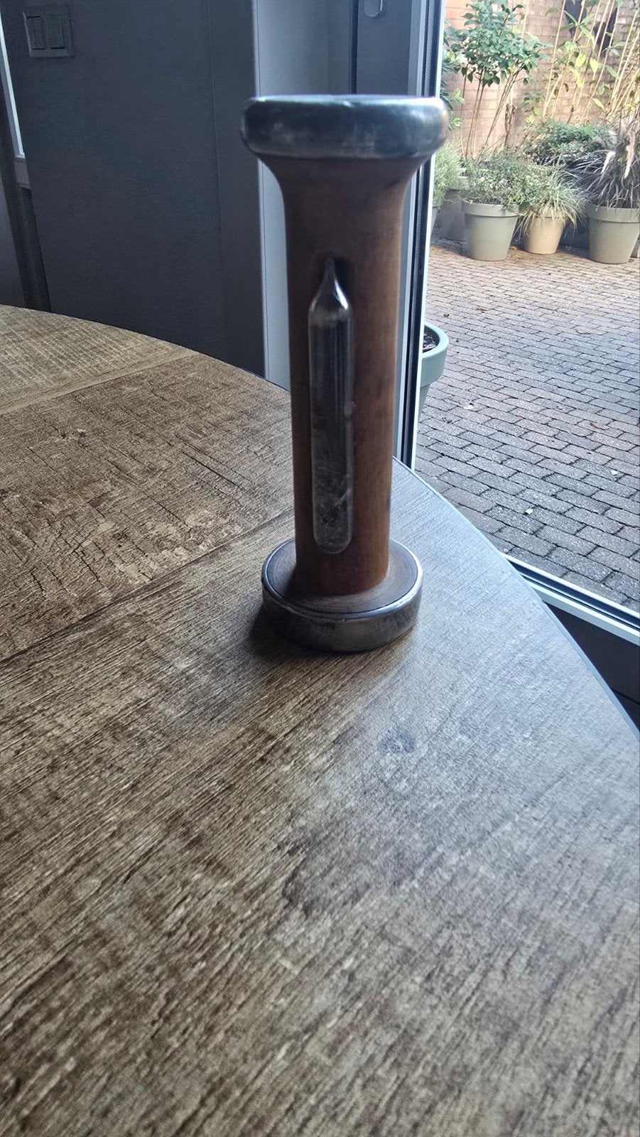 Antiek weerglas in spoele - uniek weerstation, Audio, Tv en Foto, Ophalen of Verzenden, Gebruikt, Weerstation