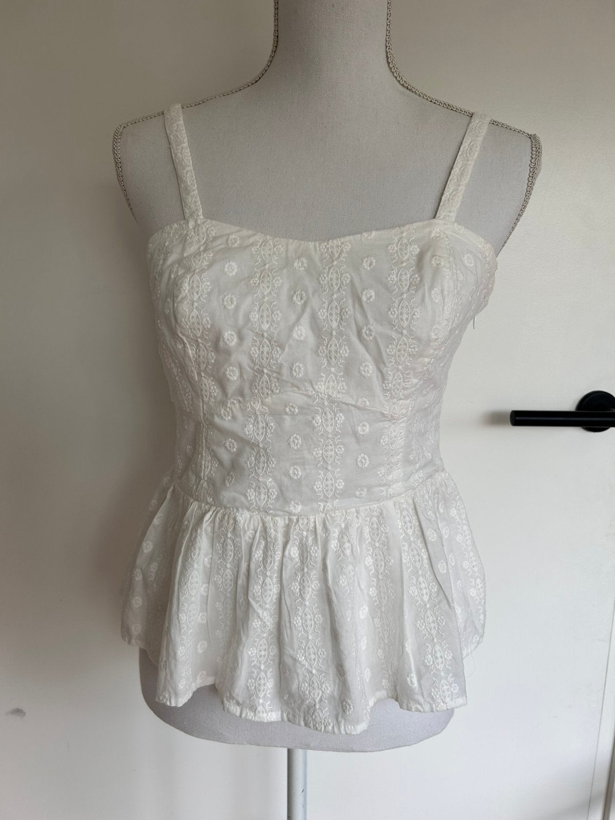 Levi’s witte broderie peplum top maat S, Kleding | Dames, Wit, Ophalen of Verzenden, Gedragen, Maat 36 (S)