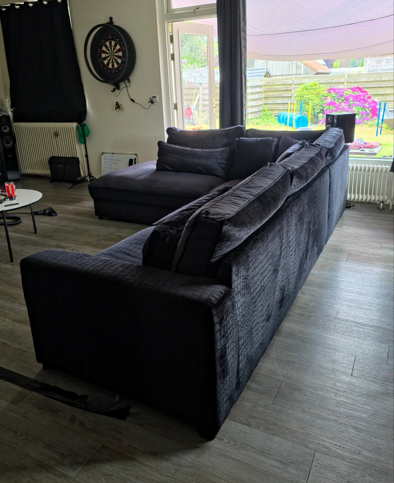 Luxe hoekbank met  chaise longue krokodillen-print kwaliteit, Huis en Inrichting, Ophalen, Gebruikt, Modern, Luxe, Uniek, 300 cm of meer
