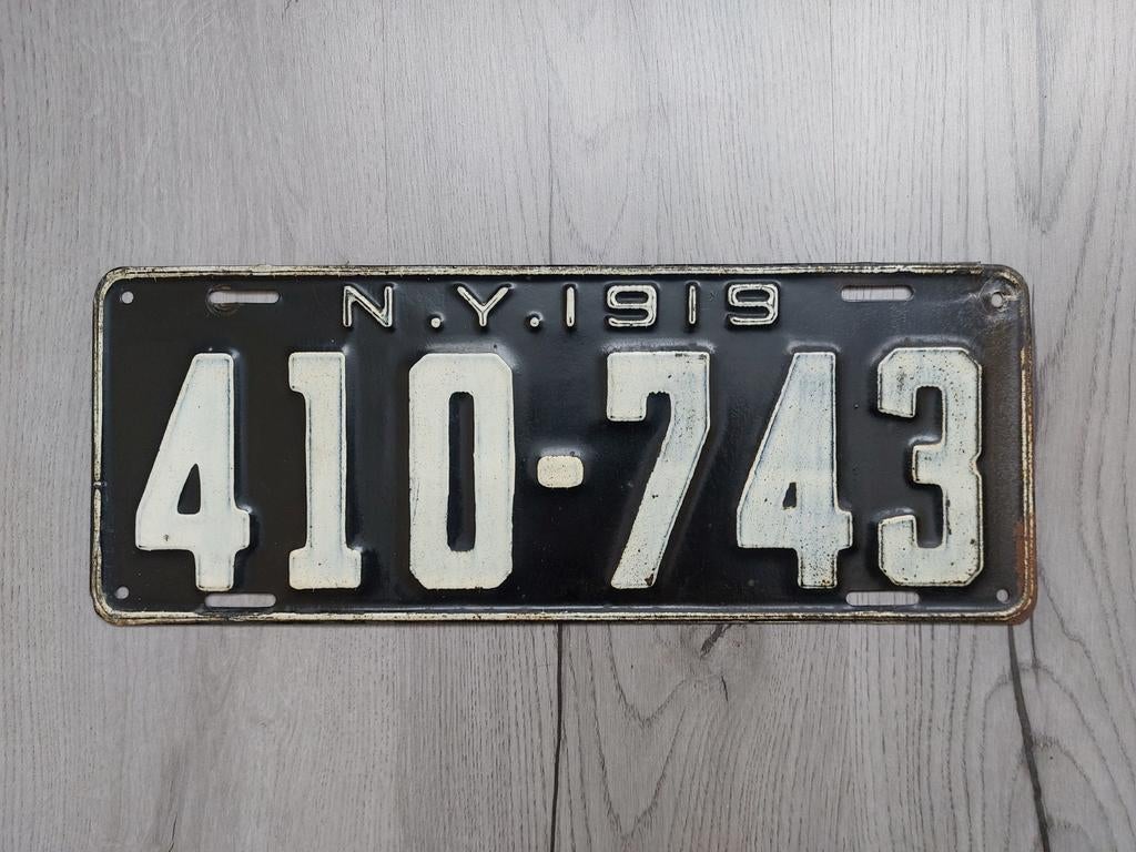 Kentekenplaat 1919 New York USA Nummerplaat Nummerbord, Ophalen of Verzenden, Gebruikt, Auto's