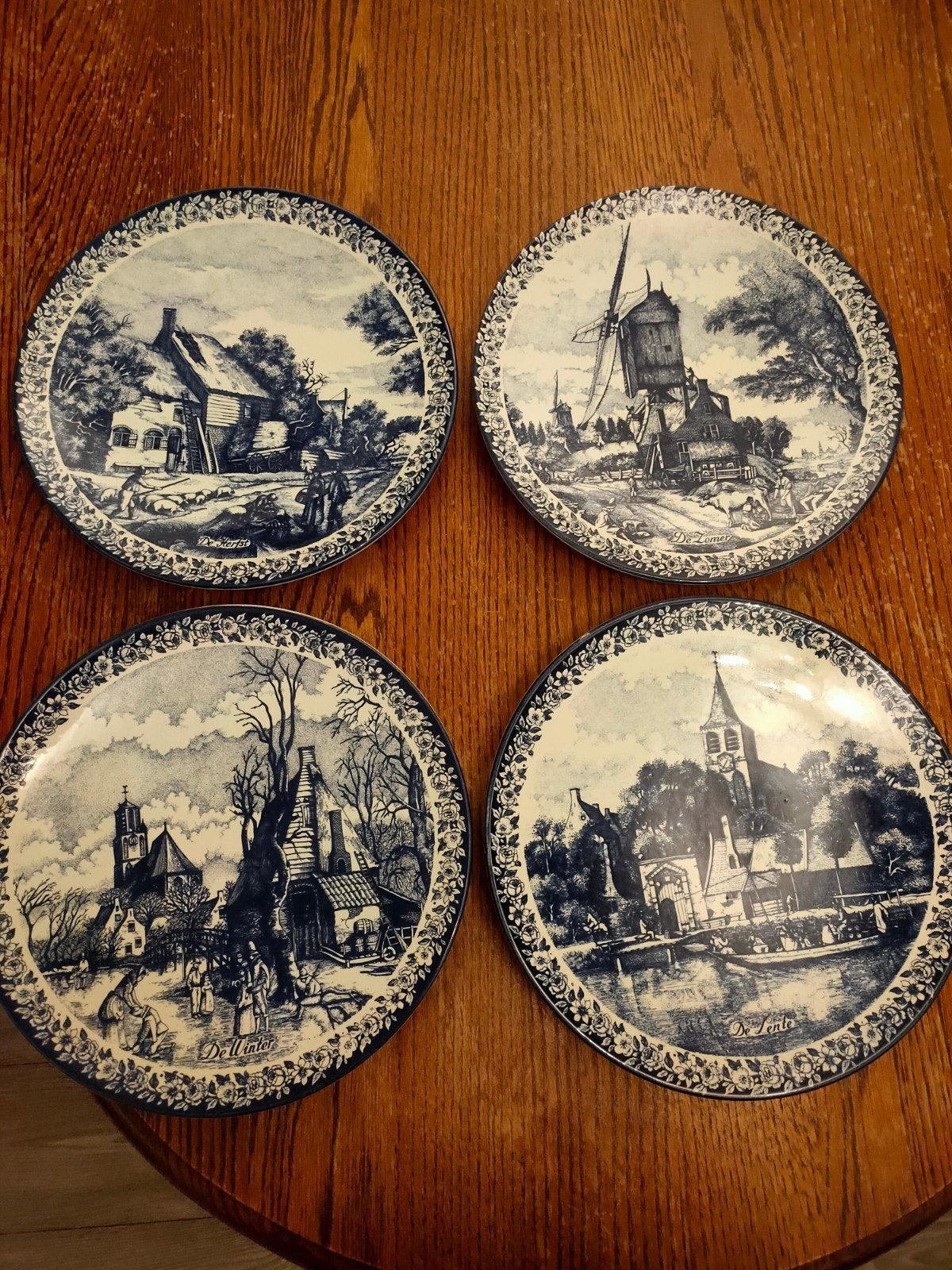 Origineel Blauw Delfts Handwerk Seizoensborden (4), Ophalen of Verzenden
