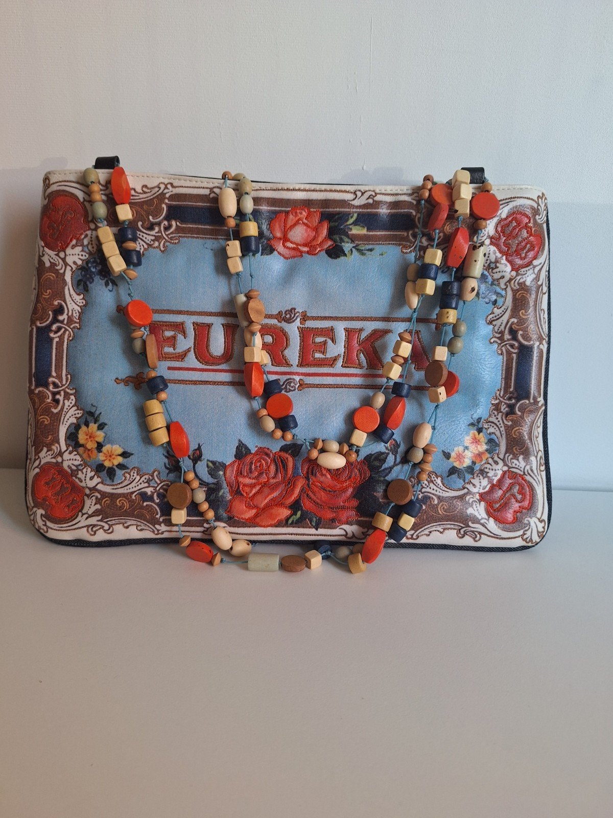 Eureka Handtas met uniek bloemenpatroon en kralen, Ophalen of Verzenden, Zo goed als nieuw, Overige kleuren, Handtas