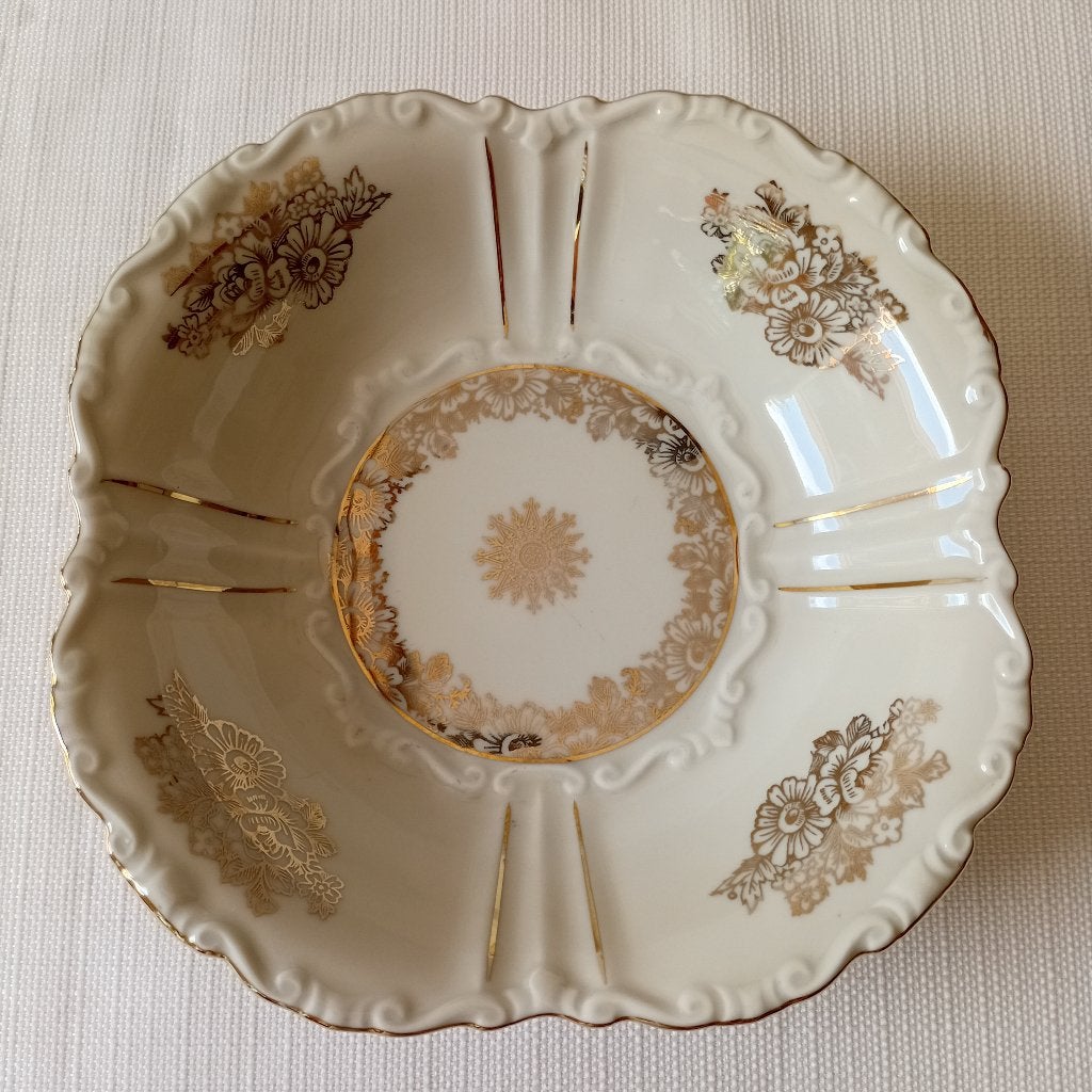 Vintage Johann Seltmann Vohenstrauß schaal Rijk verguld goud, Antiek en Kunst, Antiek | Porselein, Ophalen of Verzenden
