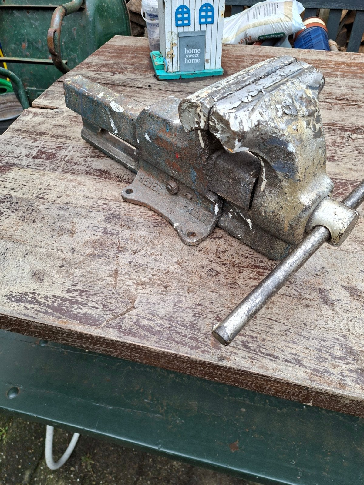 Heuer Front 150 bankschroef 15 cm brede bekken. zwaar, Ophalen, Gebruikt, Bankschroef, Overige merken