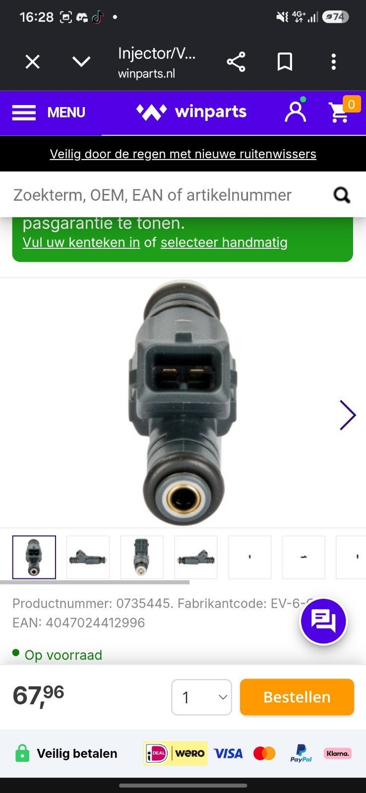 EV-6-CL Injectoren voor 1.8 PB GTI (Golf 2), Auto-onderdelen, Ophalen of Verzenden, Nieuw