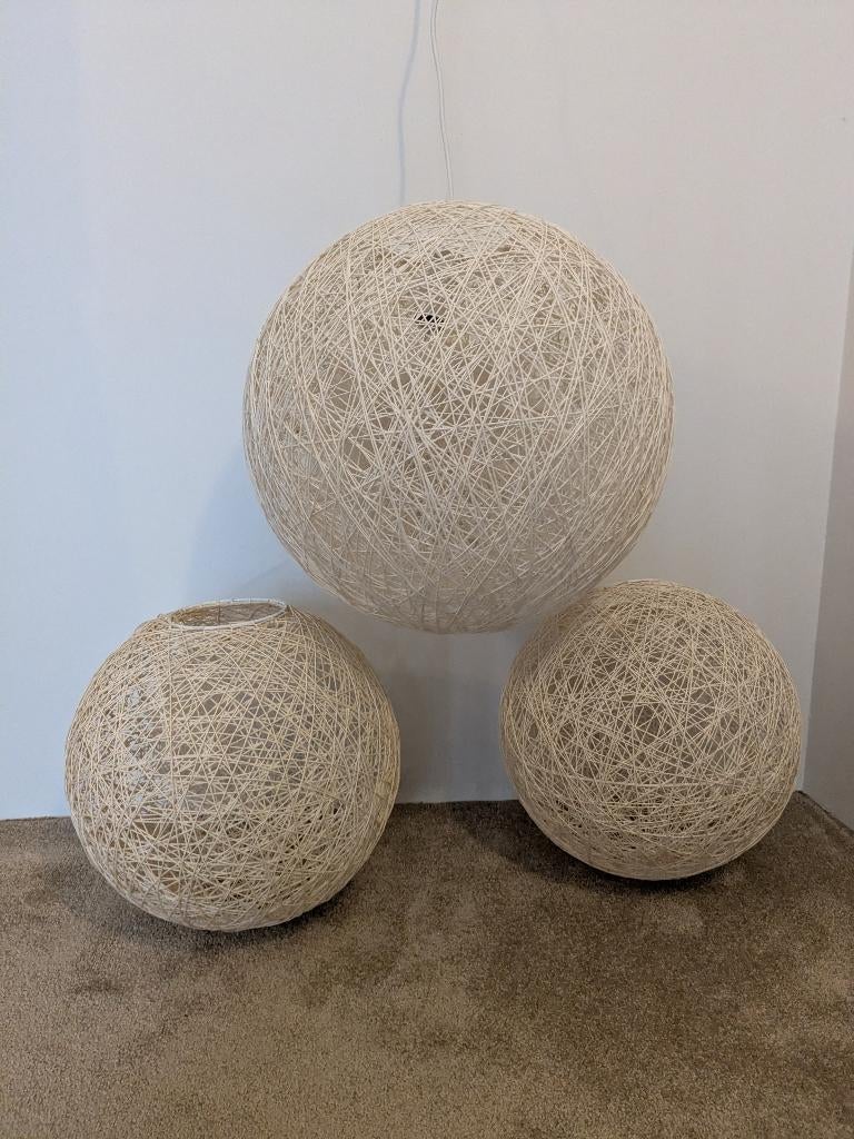 Hanglamp witte bollen, Ophalen, Overige materialen, Minder dan 50 cm, Modern, Scandinavisch, landelijk, basic