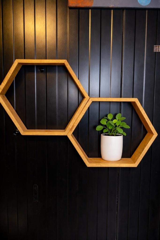 hexagon wand decoratie(NIEUW), Eikenhout, Nieuw, Minder dan 50 cm, Overige vormen