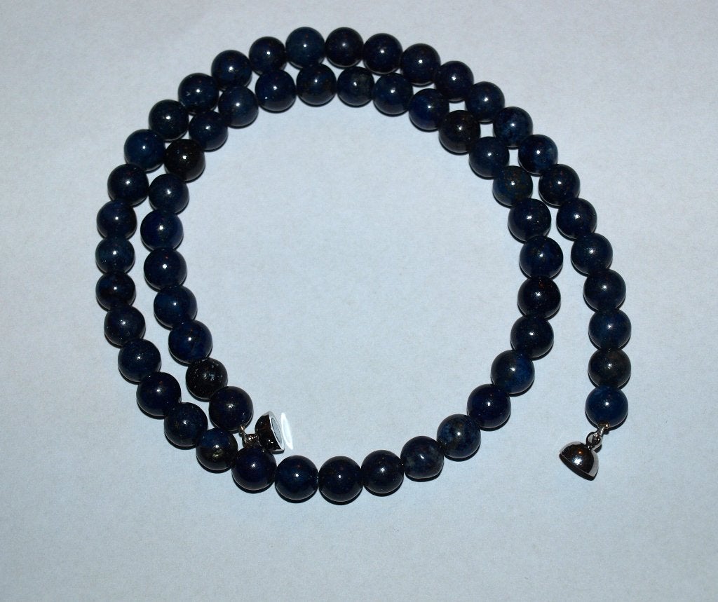 Donkerblauwe kralenketting met edelsteen, Blauw, Nieuw, Ophalen of Verzenden, Steen of Mineraal