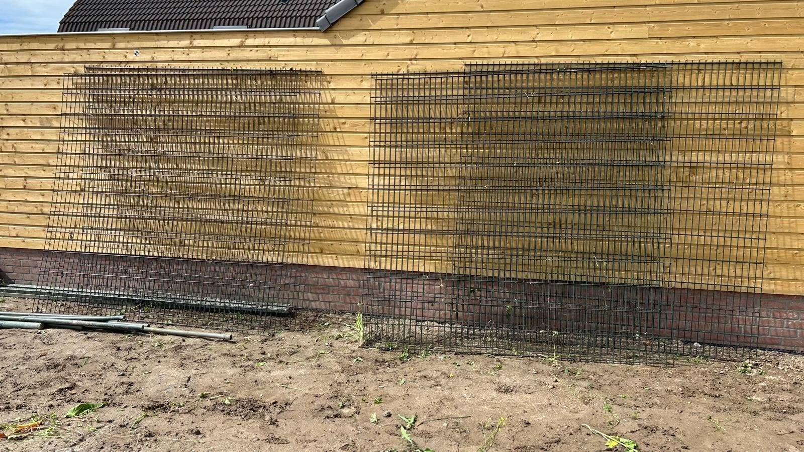 Dubbelstaafmat hekwerk 240cm, 12,5m + 4 staanders, Ophalen, Zo goed als nieuw, IJzer, Dubbelstaafmat hekwerk