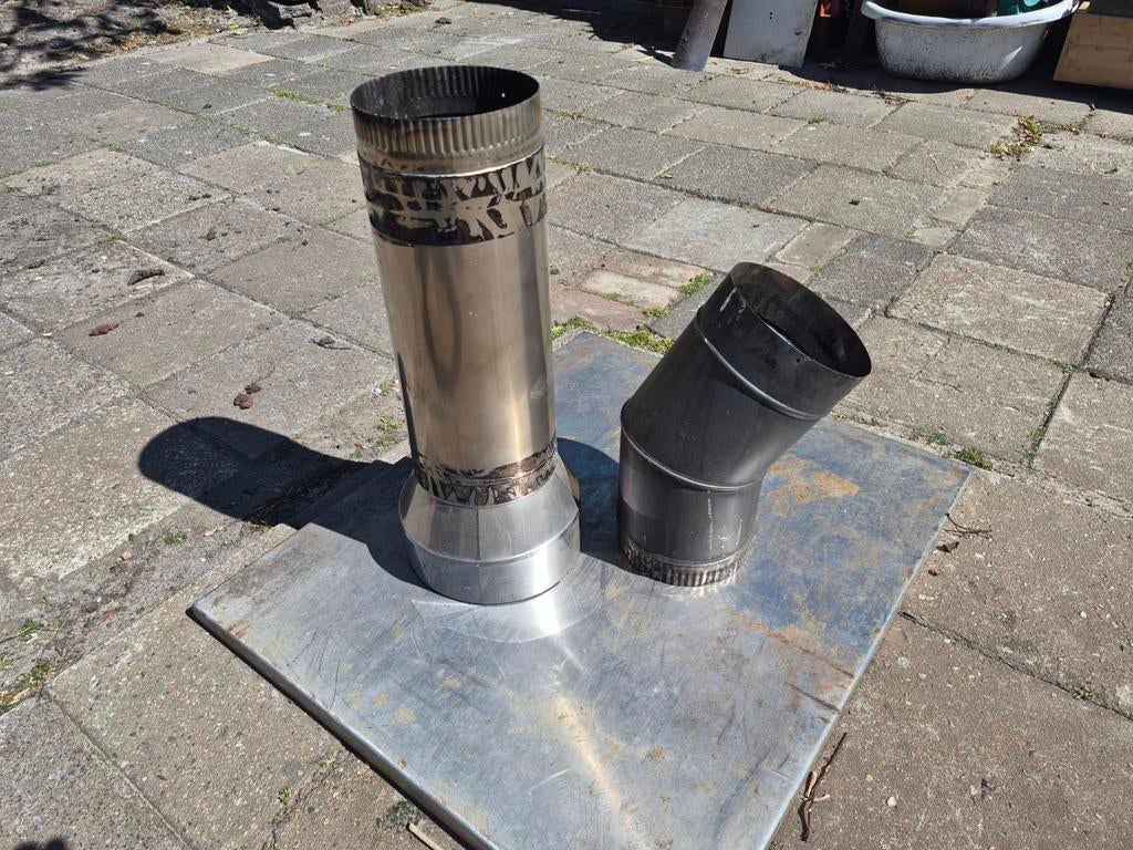 RVS Kachelpijp Verloop 150-200mm & 45 Graden Bocht 150mm, Ophalen, Gebruikt, Overige soorten