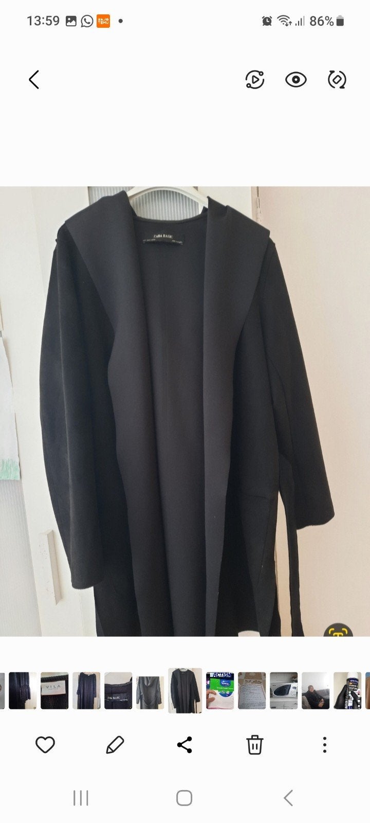 Zwarte Zara Basic jas met capuchon en ceintuur, Kleding | Dames, Jassen | Winter, Zwart, Zo goed als nieuw, Zara Basic, Ophalen