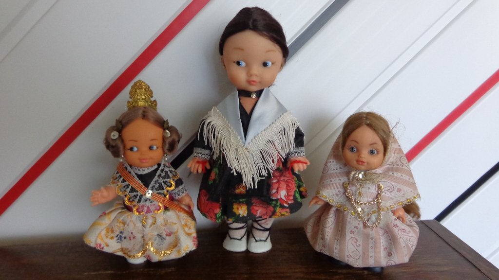 Drie vintage Spaanse poppen, Verzamelen, Ophalen, Zo goed als nieuw, Pop