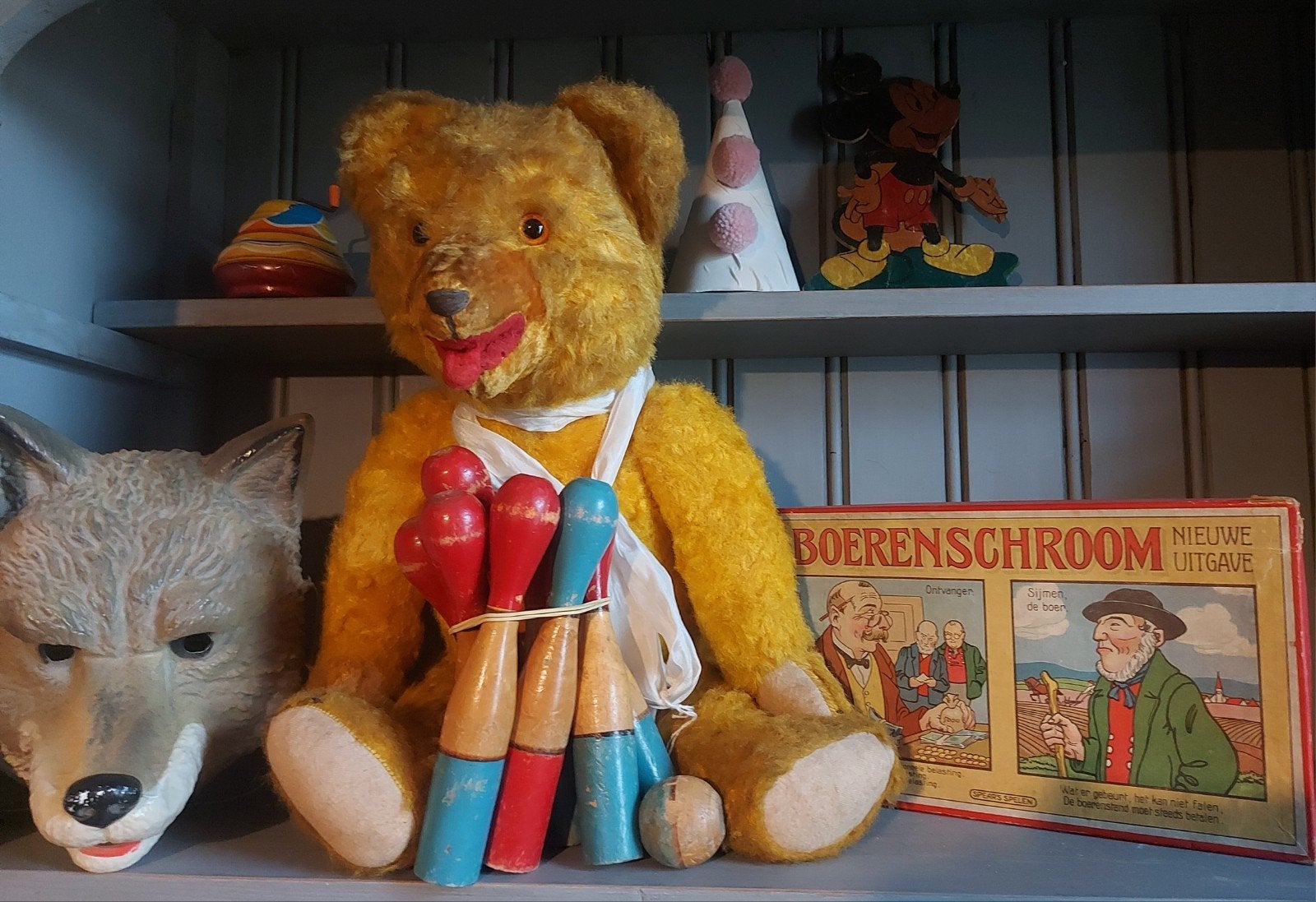 Oud houten kegelspel compleet met bal, Ophalen of Verzenden