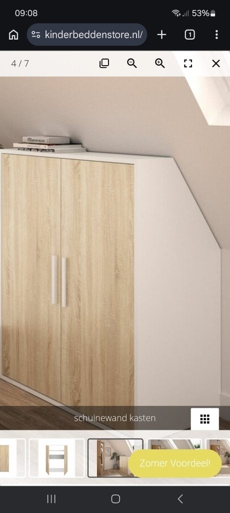Schuine wandkast / Kast hellend dak, Ophalen, 100 tot 150 cm, Nieuw, Minder dan 150 cm