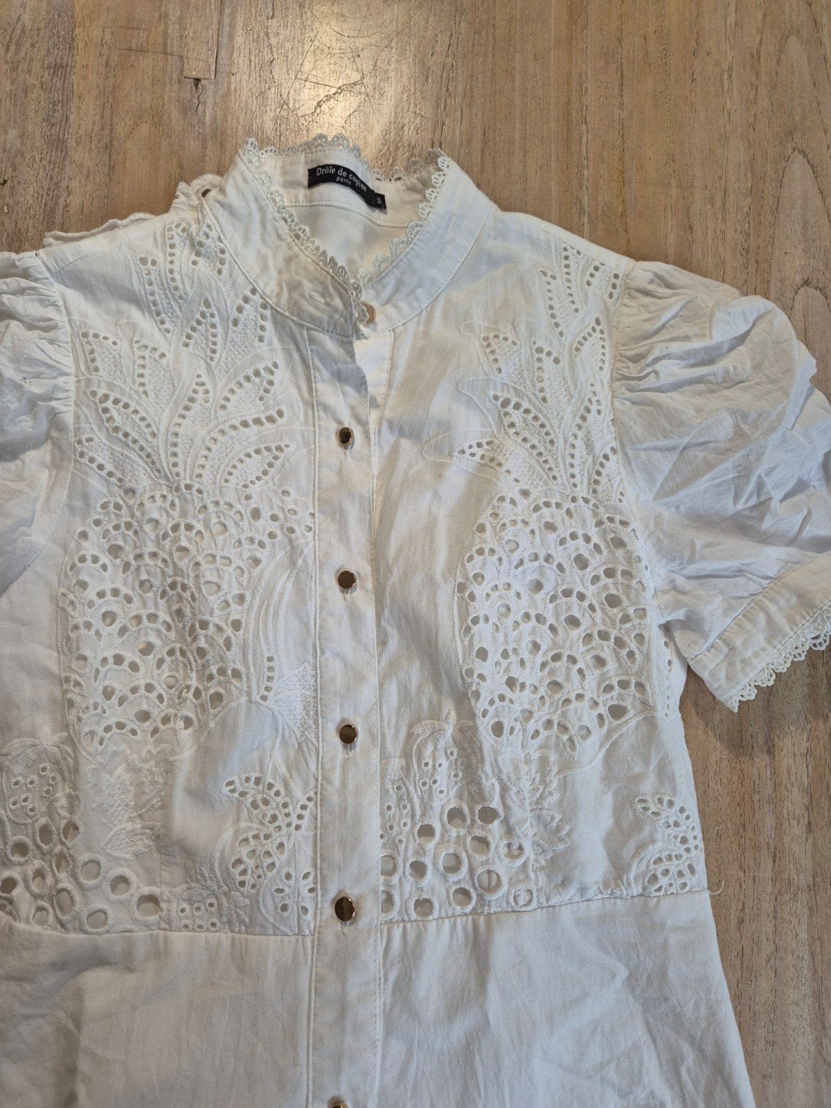 Lange jurk maat S met kantmotief ananas en aardbei, Kleding | Dames, Wit, Ophalen of Verzenden, Maat 36 (S), Gedragen