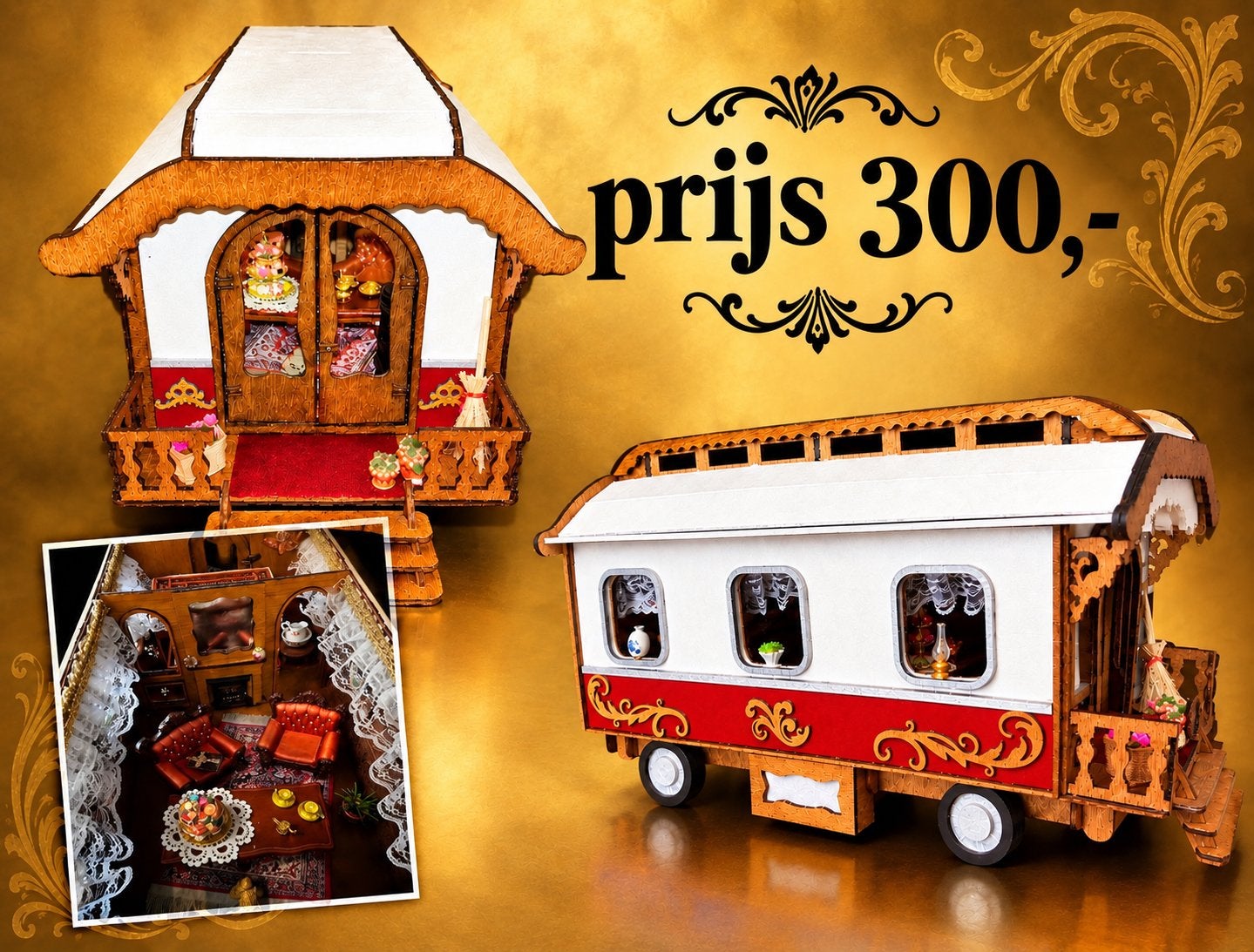 Woonwagen / rolleman ingericht met verlichting, Ophalen, Zo goed als nieuw