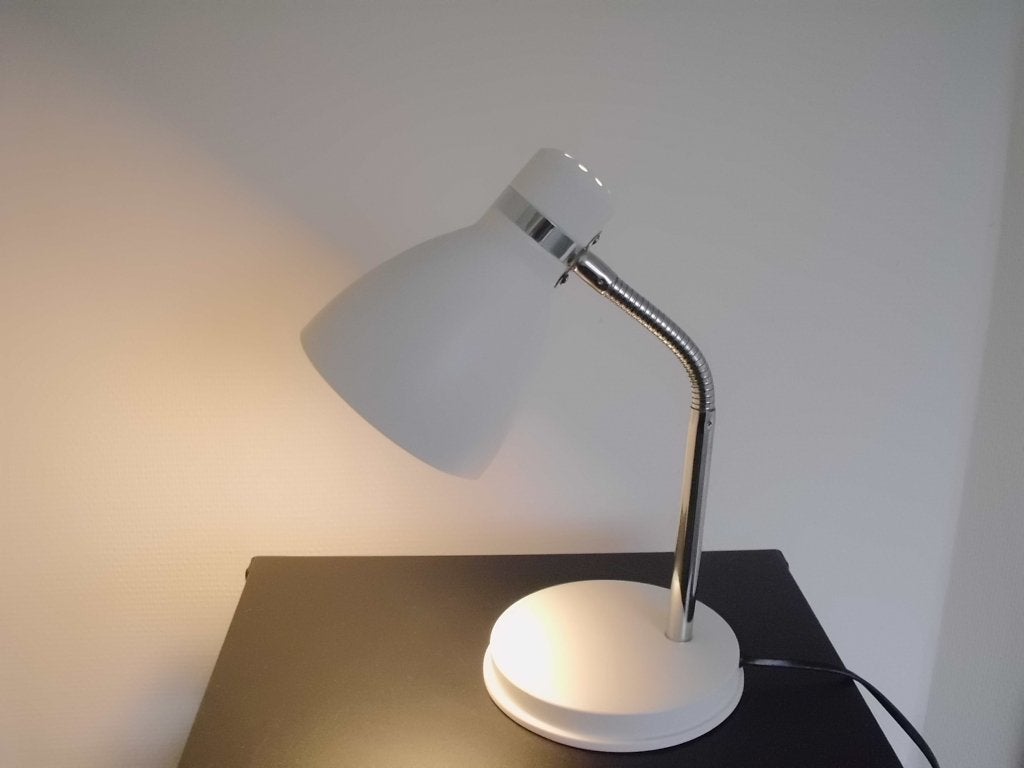 1 x kleine retro stijl bureaulamp, tafellamp mat wit met led, Ophalen, Bureaulamp, Gebruikt, Overige merken