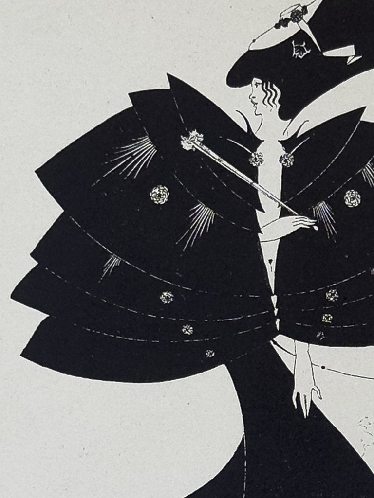 Aubrey Beardsley - Black Cape, Salome - Blokdruk 1920, 40 cm, Verzenden, Overige technieken, Origineel