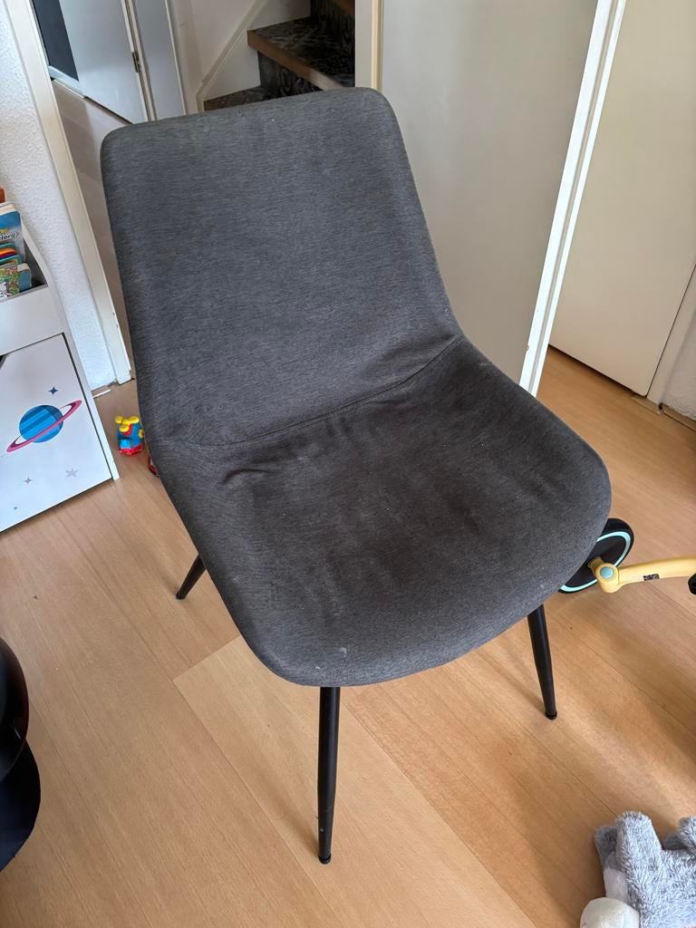 Gratis eettafel stoelen (4 stuks) - Grijs stof, Ophalen, Gebruikt, Vier, Stof