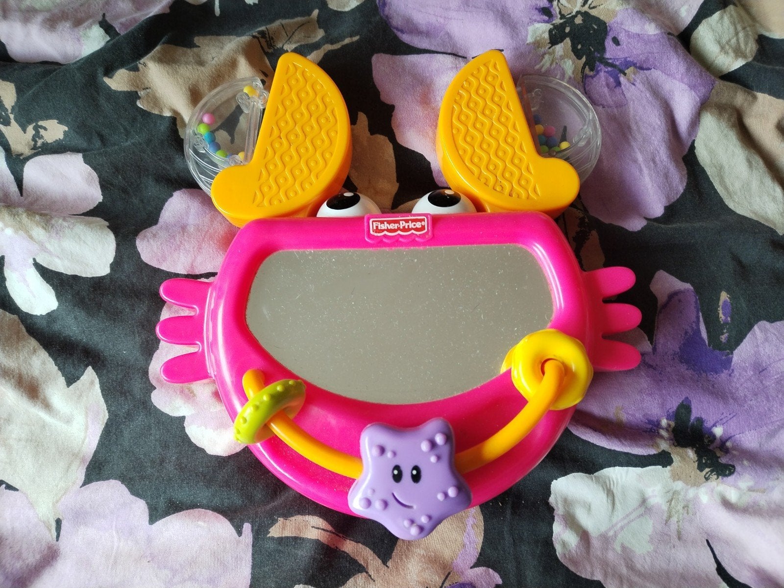 Fisher-Price Krab Spiegel - doe een leuk bod, Ophalen, Gebruikt, Rammelaar, Met geluid