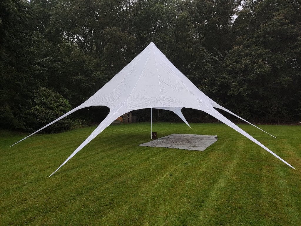 Blikvanger! Huur: Waterdichte Stertent (Starshade) 14 Meter, Ophalen, Opvouwbaar, 6 meter of meer, Nieuw