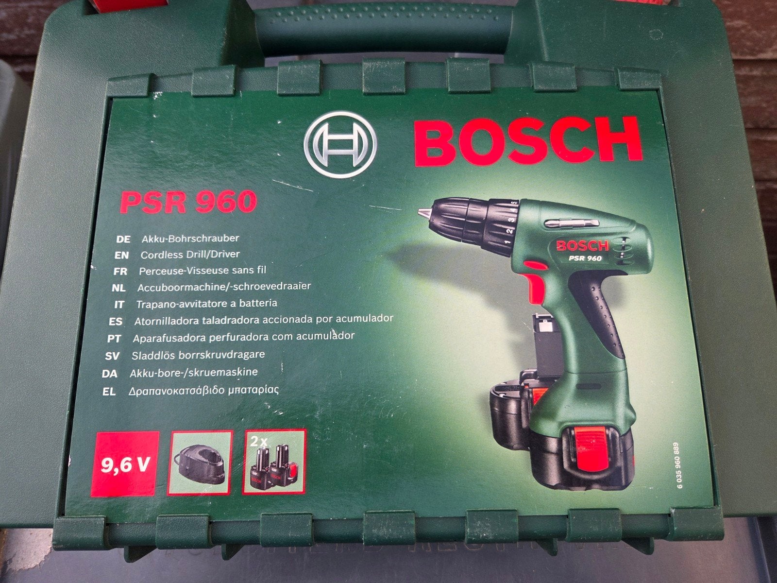 Bosch Accuboormachine PSR 960 met koffer en lader, Ophalen, Gebruikt, Variabele snelheid, Boor- en Schroefmachine
