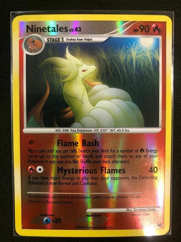 pokemon platinum reverse holo ninetales 36/127, Ophalen of Verzenden, Zo goed als nieuw, Losse kaart, Foil