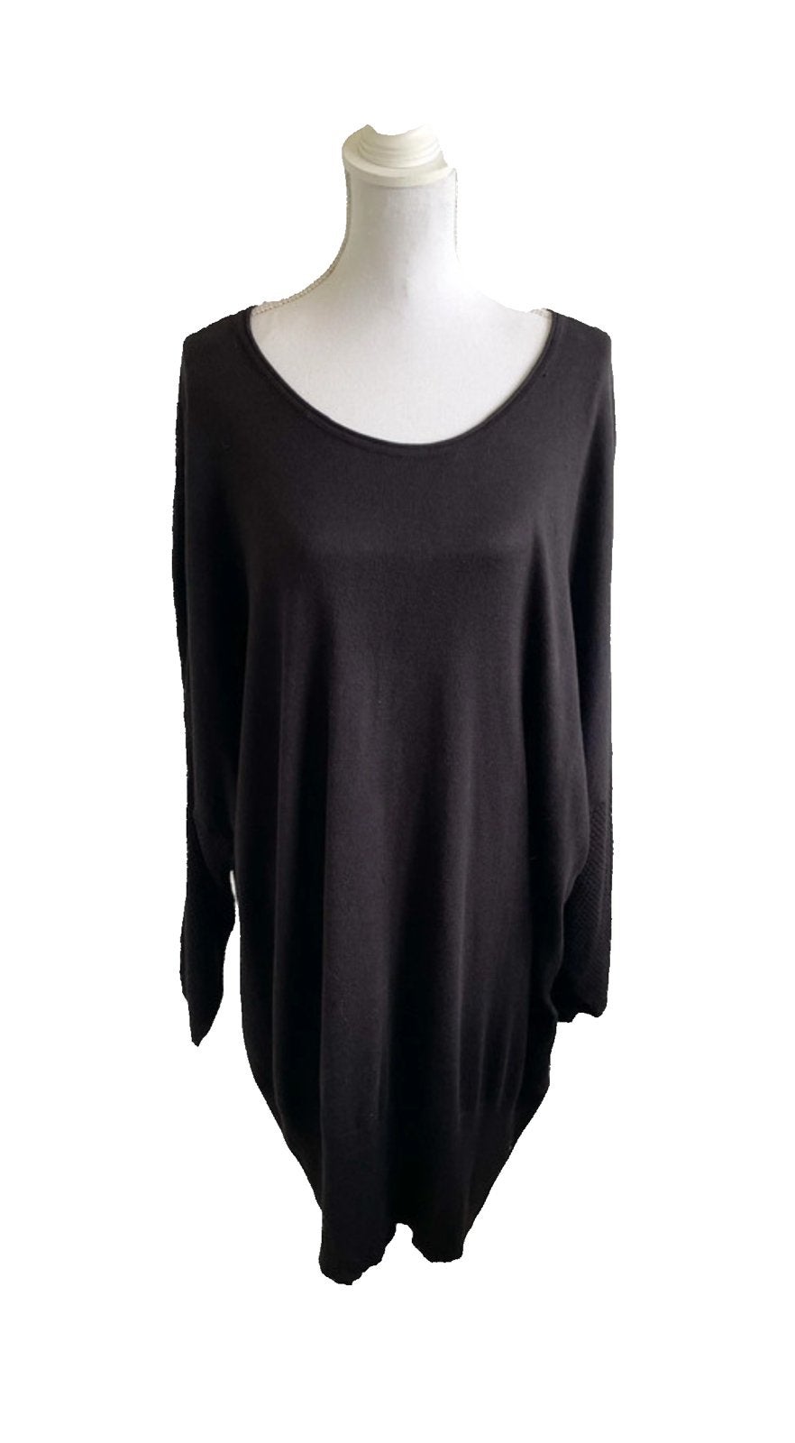 Adia zwarte gebreide  jurk/lange trui 56/58, Kleding | Dames, Ophalen of Verzenden, Zo goed als nieuw, Jurk, Zwart