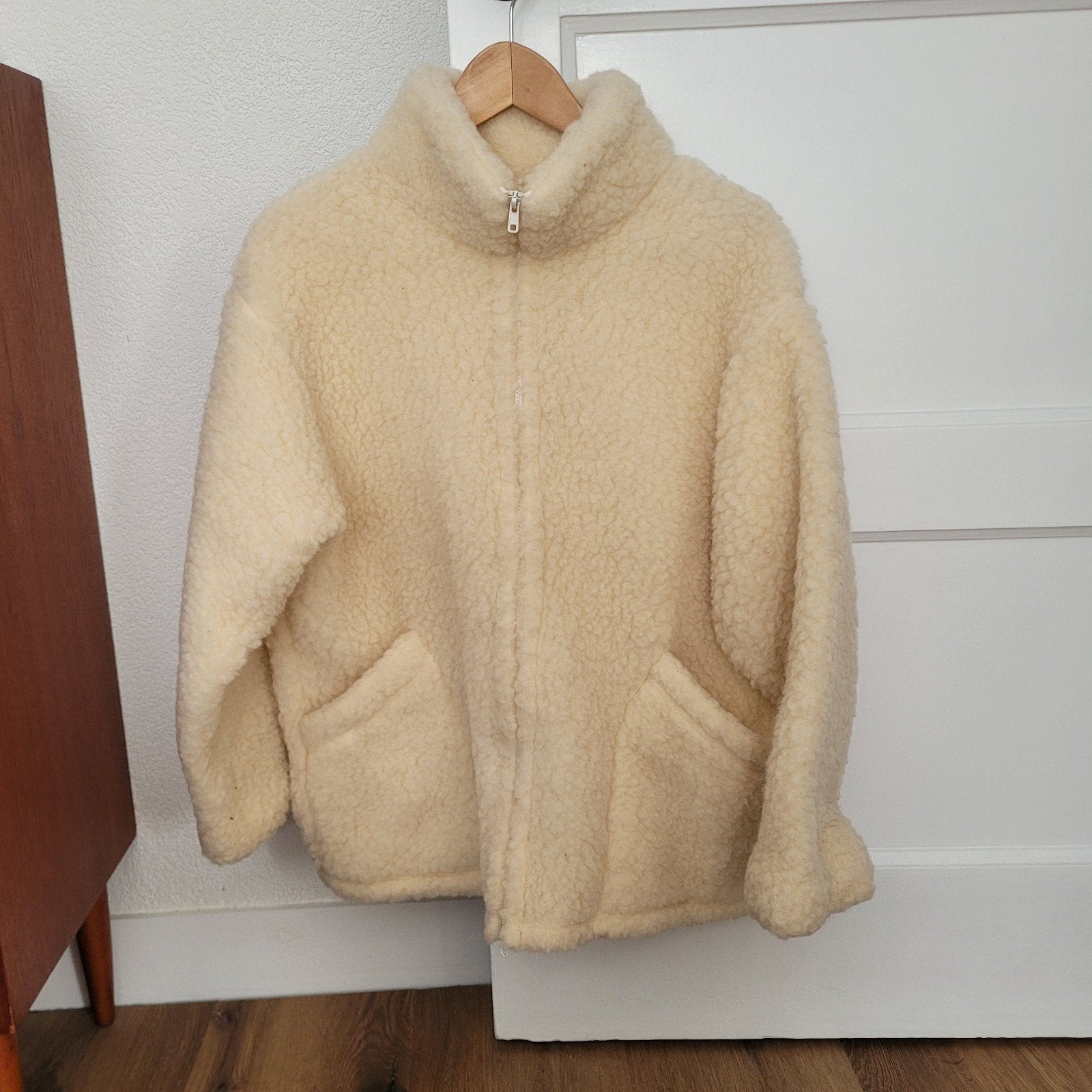 100%   wollen jas we are wovens, Ophalen, We are wovens, Beige, Maat 42/44 (L)