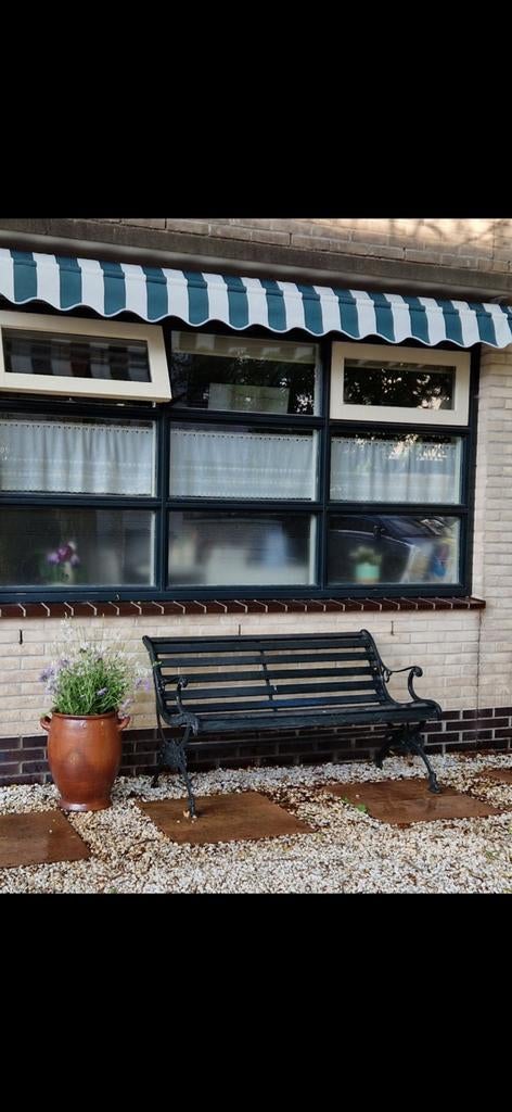Brocant tuinbankje diepgroen, Ophalen, Gebruikt, Hout